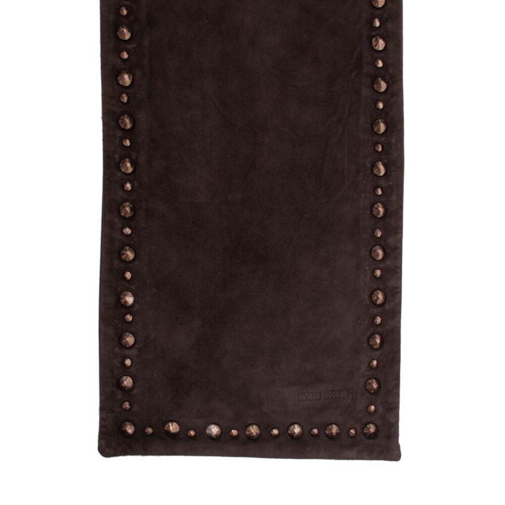Miu Miu Leather Suede Studded Scarf Stole - Picture 4 of 4
